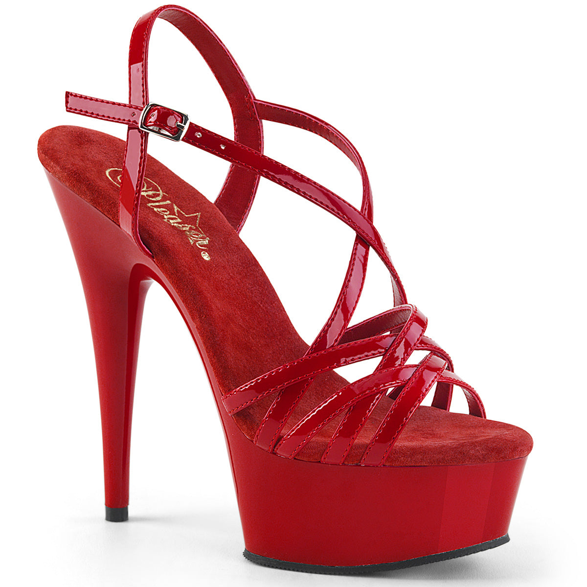 PLEASER DELIGHT-613 RED STRAPPY 6 INCH HIGH HEEL PLATFORM SHOES SIZE 8 USA