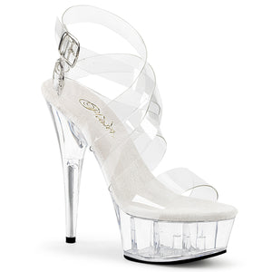PLEASER DELIGHT-635 CLEAR 6 INCH STRAPPY HIGH HEEL PLATFORM SHOES SIZE 6 USA SALE