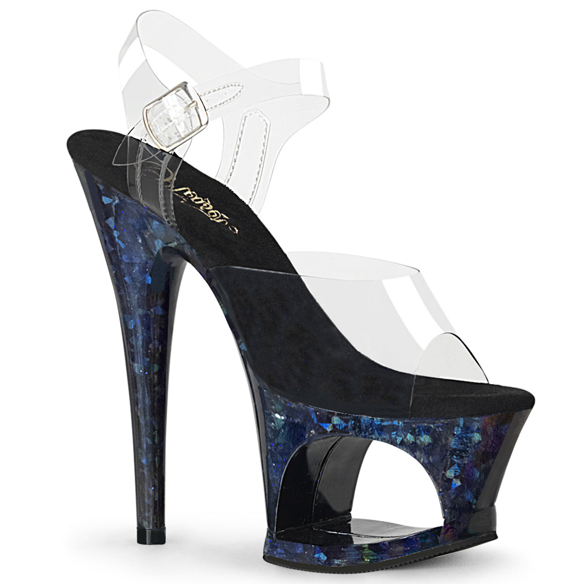 7 Inch Shoes PLEASER MOON-708HSP BLUE HOLOGRAM 7 INCH HIGH HEEL PLATFORM SHOES SIZE ...