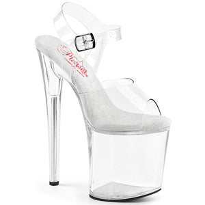 PLEASER NAUGHTY-808 CLEAR 8 INCH HIGH HEEL PLATFORM SHOES SIZE 6 USA