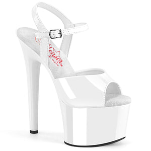 PLEASER PASSION 709 WHITE 7 INCH HIGH HEEL PLATFORM SHOES SIZE 7 USA