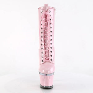 PLEASER SPECTATOR-1040 BABY PINK 7 INCH HIGH HEEL PLATFORM ANKLE BOOTS SALE SIZE 7 USA