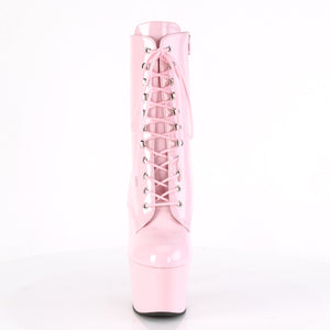 PLEASER ADORE-1020 BABY PINK 7 INCH HIGH HEEL ANKLE BOOTS CLEARANCE SALE