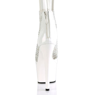 PLEASER ADORE-765RM WHITE MESH 7 INCH HIGH HEEL PLATFORM SHOES SIZE 8