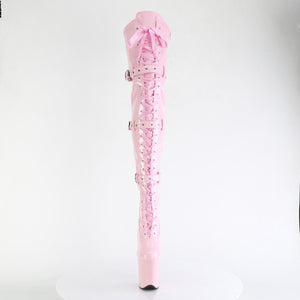 PLEASER FLAMINGO-3028 BABY PINK 8 INCH HIGH HEEL THIGH HIGH BOOTS SIZE 9