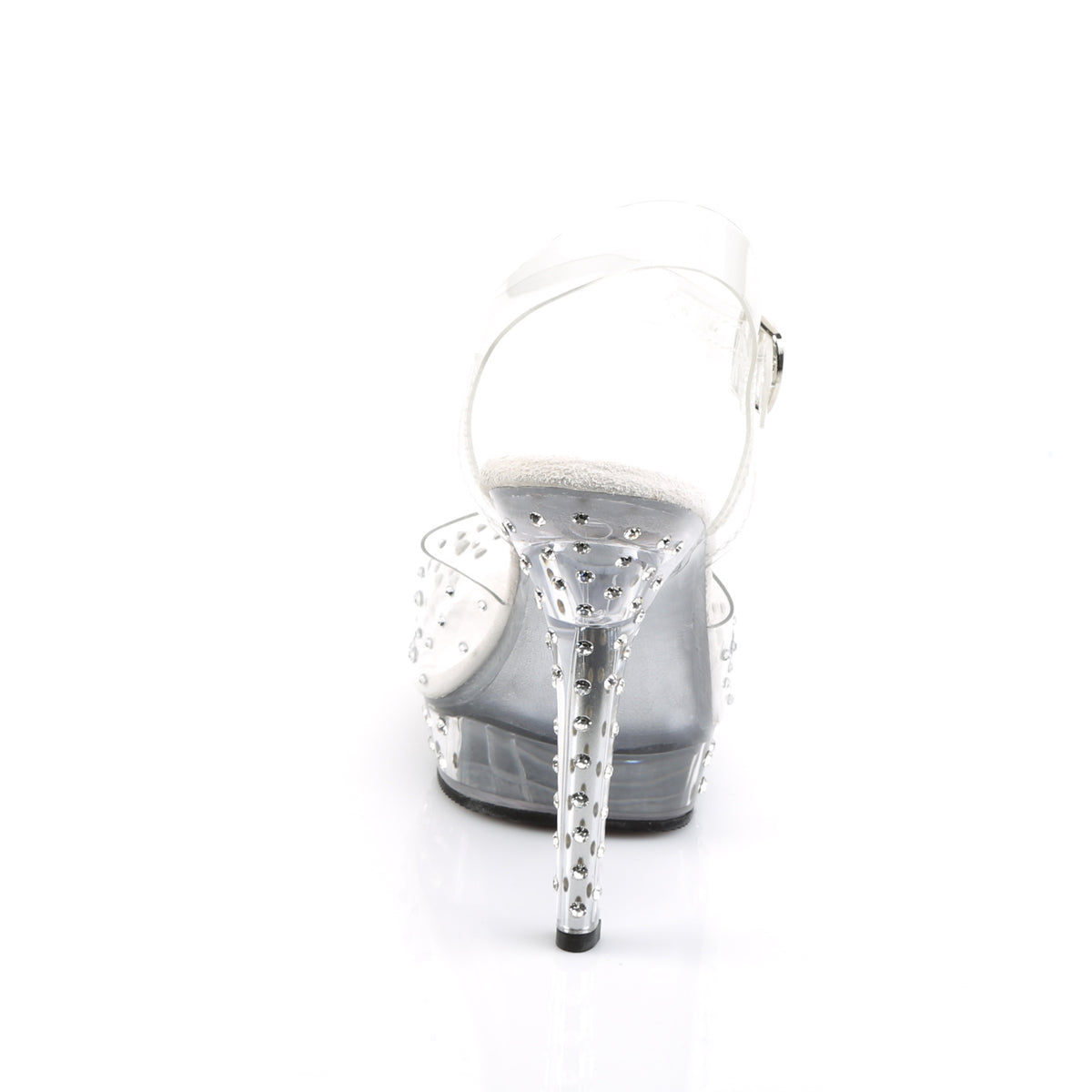 FABULICIOUS LIP-108RS CLEAR RHINESTONE BODY FITNESS 5 INCH HIGH HEEL SHOES SIZE 7