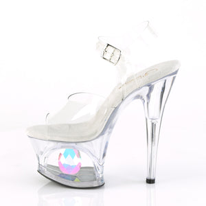 PLEASER MOON-708DIA CLEAR 7 INCH HIGH HEEL PLATFORM SHOES SIZE 8