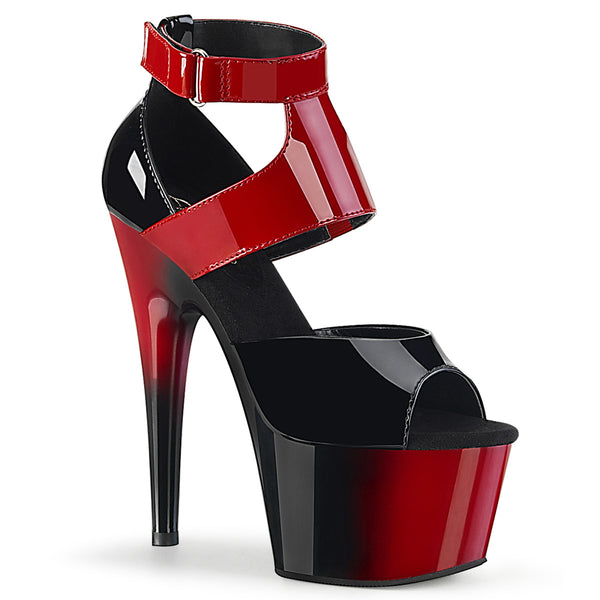 PLEASER ADORE 700 16 RED BLACK TWO TONE 7 INCH HIGH HEEL PLATFORM SHOE Shoes Of Hollywood