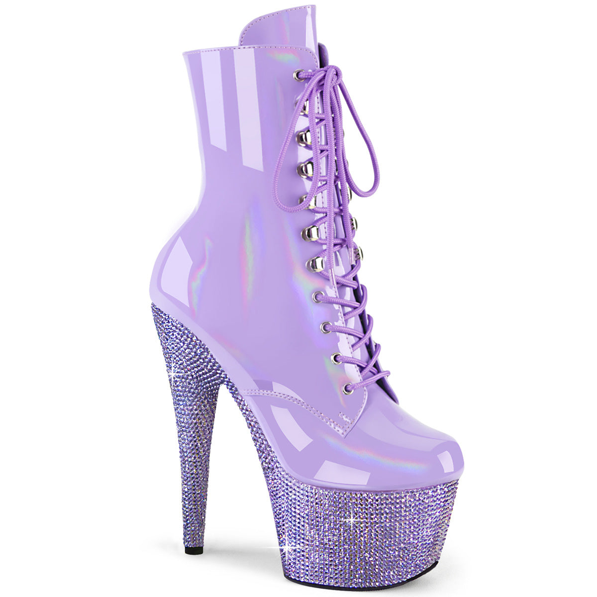 PLEASER BEJEWELED 1020-7 LAVENDER RHINESTONE 7 INCH HIGH HEEL ANKLE BOOTS SIZE 8 USA SALE