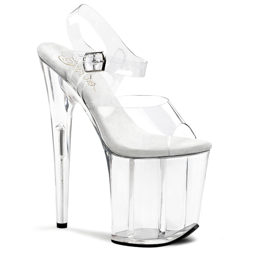 PLEASER FLAMINGO-808 CLEAR 8 INCH HIGH HEEL PLATFORM SHOES SIZE 10 USA