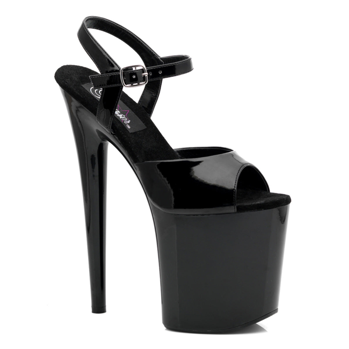 7 Inch Shoes PLEASER FLAMINGO-809 BLACK SHINY 8 INCH HIGH HEEL PLATFORM SHOES SIZE ...