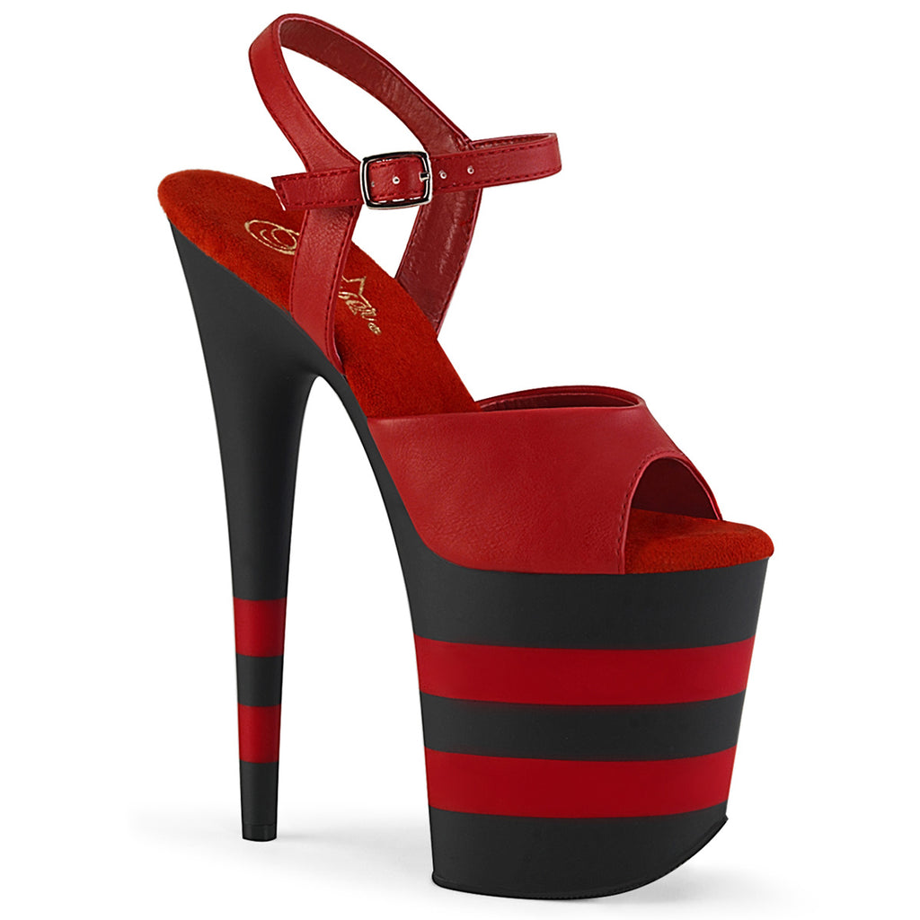 PLEASER FLAMINGO-809SR RED BLACK STRIPE 8 INCH HIGH HEEL PLATFORM SHOES SIZE 6 SALE